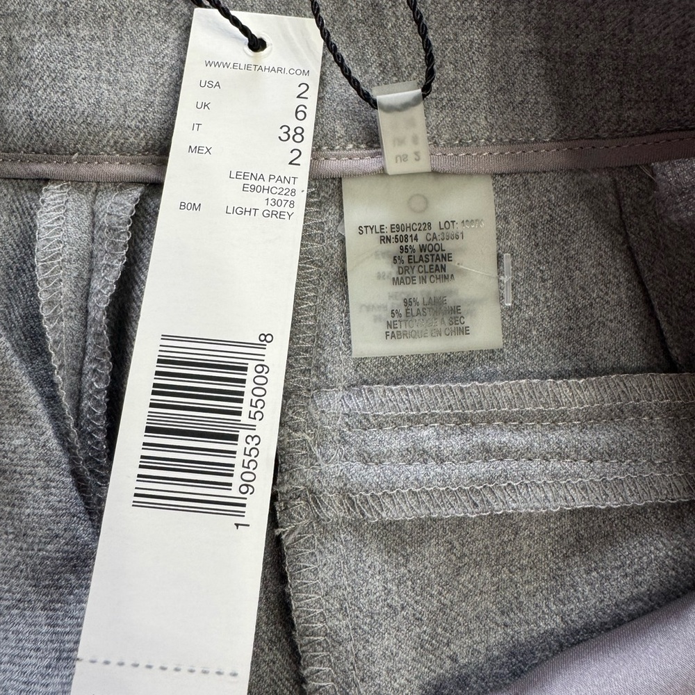 Elie Tahari NWT Women’s Sz 2 Leena Pant Gray Wool Pleated Trousers - Picture 7 of 8